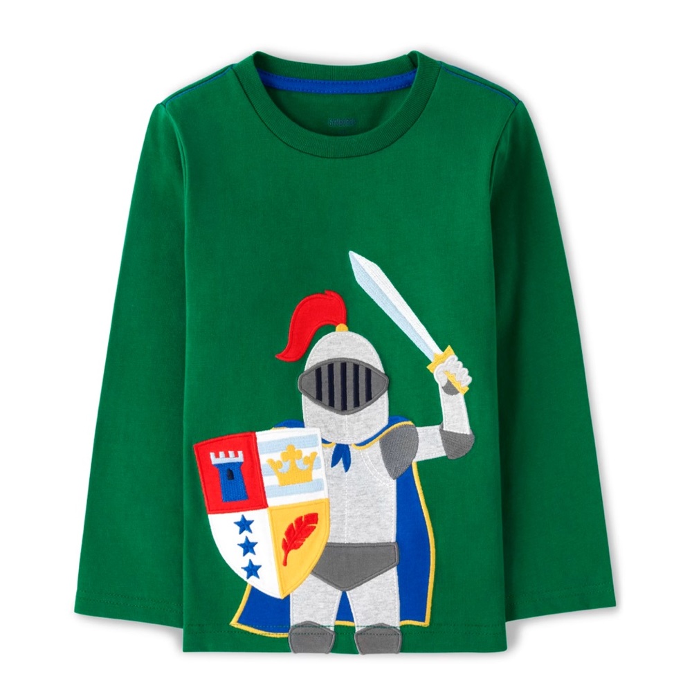 Boys Embroidered Knight Top - Knights And Dragons 3t